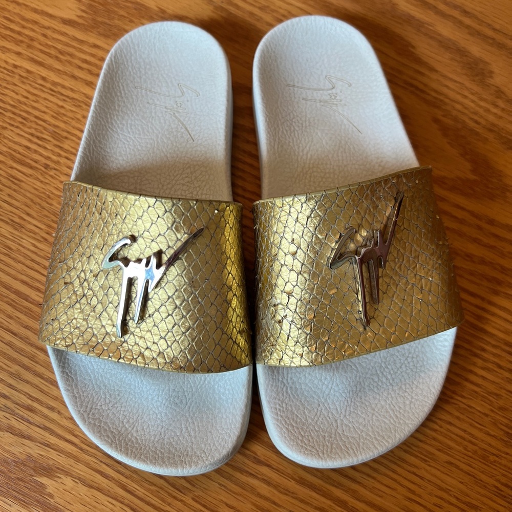Giuseppe Zanotti Gold Slide Sandals